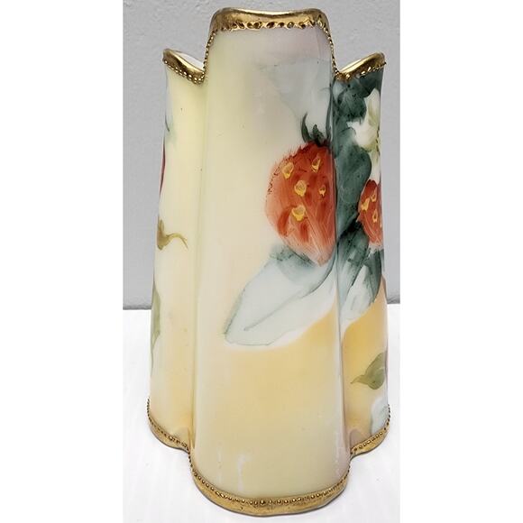 Antique Nippon Hand Painted Pitcher Gold Trim Leaf Mark Japan 4" Floral Berry - Picture 7 of 13